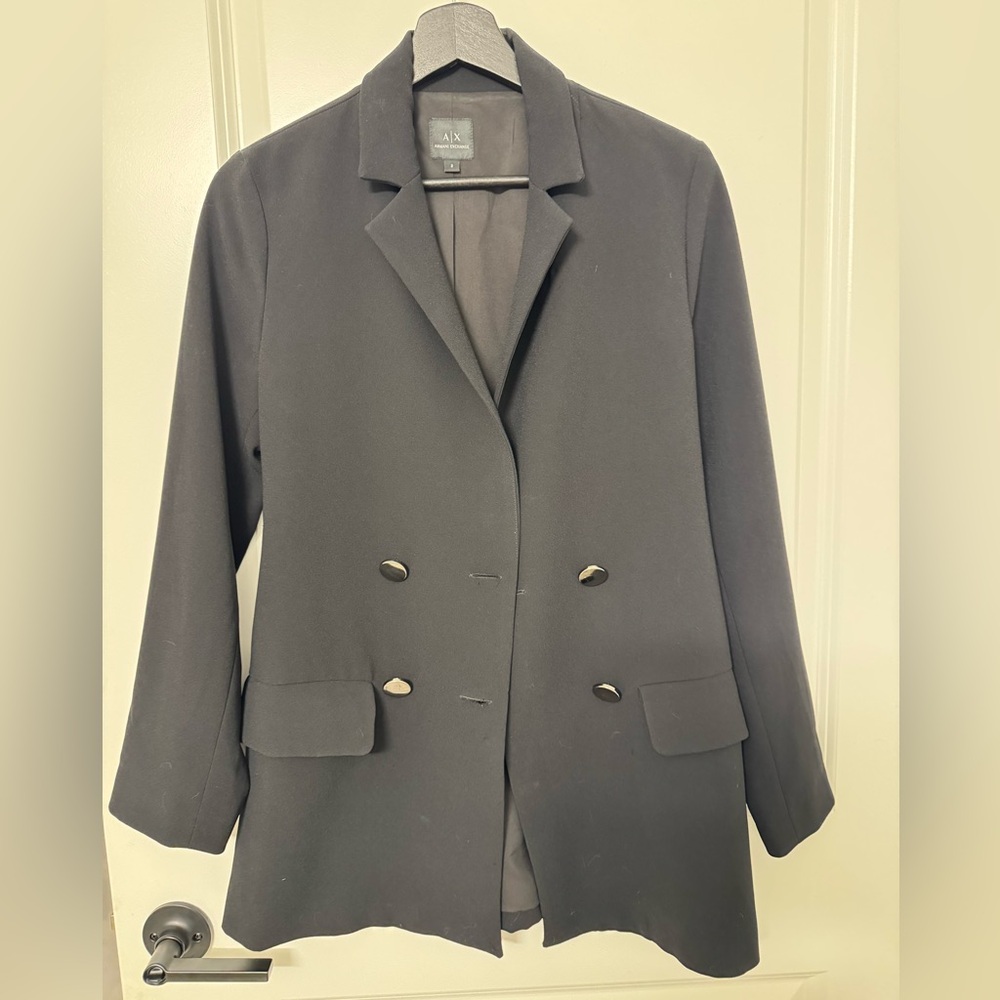 Armani Exchange Black Double-Breasted Blazer